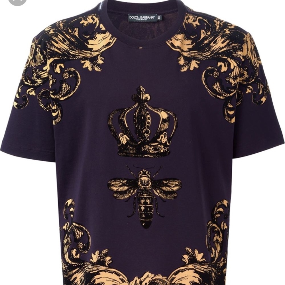 Dolce & Gabbana Purple Crown & Bee T-shirt RARE B3 - Picture 7 of 8
